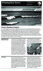 Sleeping Bear Dunes  Artist-in-Residence Program National Park Service U.S. Department of the Interior