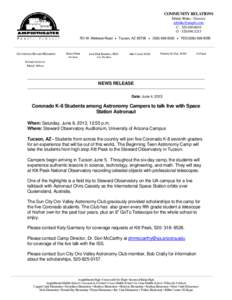 COMMUNITY RELATIONS Mindy Blake - Director [removed] C[removed]O[removed]701 W. Wetmore Road  Tucson, AZ 85705  ([removed]  TDD[removed]