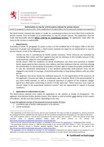 11_Cond.AST.ViePrivée.EN[removed]Authorisation to stay for a third country national for private reasons (article 78, paragraph (1), points a) and c) of the modified law of 29 August 2008 on the free movement of people a