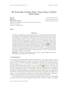 Journal of Machine Learning Research ()  Submitted ; Published The Knowledge Gradient Policy Using A Sparse Additive Belief Model