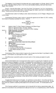 The Alleghany County Board of Commissioners met in regular session on Monday, March 19, 2012, at 10:00am in the Board Meeting Room of the County Administration Building, 348 South Main Street, Sparta, North Carolina. Pre