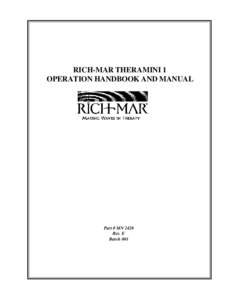 RICH-MAR THERAMINI 1 OPERATION HANDBOOK AND MANUAL Part # MN 2428 Rev. E Batch 001