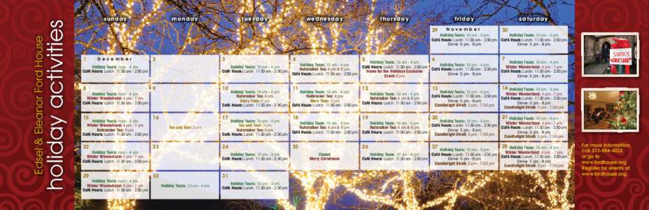 holiday activities  Edsel & Eleanor Ford House sunday