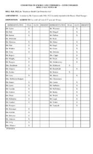 COMMITTEE ON ENERGY AND COMMERCE -- 113TH CONGRESS ROLL CALL VOTE # 48 BILL: H.R. 3522, the “Employee Health Care Protection Act” AMENDMENT: A motion by Mr. Upton to order H.R[removed]favorably reported to the House. (