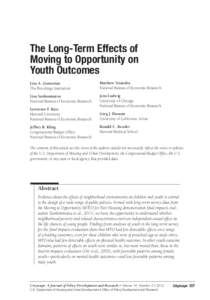 CITYSCAPE JULY 2012: The Long-Term Effects of Moving to Opportunity on Youth Outcomes