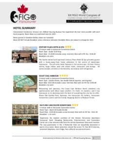 FIGO2015 - Hotel Summary for Groups