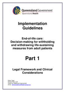 Withholding and Withdrawing Life-Sustaining Measures Implementation Guideline 1
