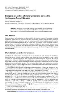 EPJ Web of Conferences 101 , DOI: epjconf 0 2  C Owned by the authors, published by EDP Sciences, 2015  Energetic properties of stellar pulsations across the