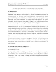 Conservation & Community Facilities Plan Element Borough of Highlands, County of Monmouth October[removed]CONSERVATION & COMMUNITY FACILITIES PLAN ELEMENT