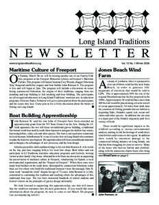 Long Island Traditions  N E W S L E T T E R www.longislandtraditions.org  Maritime Culture of Freeport