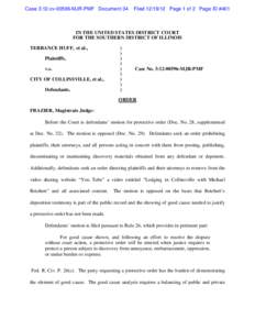 Case 3:12-cv[removed]MJR-PMF Document 34  Filed[removed]Page 1 of 2 Page ID #401 IN THE UNITED STATES DISTRICT COURT FOR THE SOUTHERN DISTRICT OF ILLINOIS