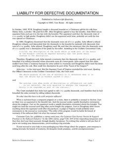 LIABILITY FOR DEFECTIVE DOCUMENTATION P ub lished in S oftware QA Quarterly, Copyright (c[removed] , Cem Ka ner. All rights reserved.