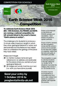 COMPETITION FOR SCHOOLS  Earth Science Week 2016 Earth Science in Action 8-16 October 2016