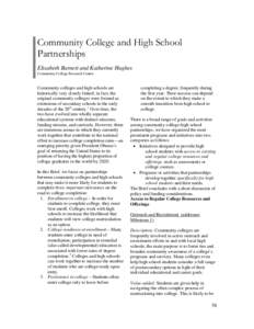 The White House Summit on Community Colleges Conference Papers-Community College and High School Partnerships (PDF)
