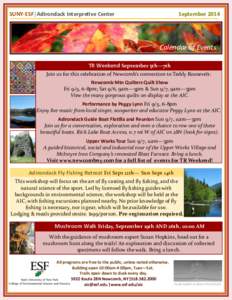 SUNY-ESF|Adirondack Interpretive Center  September 2014 Calendar of Events TR Weekend September 5th—7th
