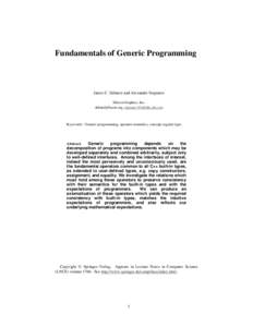 Fundamentals of Generic Programming