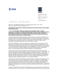 Astronomy / Space / Space Telescope European Coordinating Facility / Robert Fosbury / European Space Astronomy Centre / Space Telescope Science Institute / European Southern Observatory / Hubble European Space Agency Information Centre / ESO/ST-ECF Science Archive Facility / Hubble Space Telescope / Spaceflight / European Space Agency