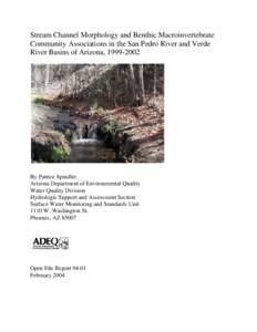 Stream Channel Morphology and Benthic Macroinvertebrate Community Associations in the San Pedro River and Verde River Basins of Arizona, [removed]