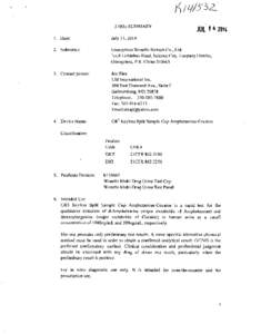 Sq13-332 510O(k) SUMMARY JiUL[removed]Date: