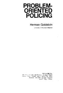 PROBLEMORIENTED POLICING Herman Goldstein University of Wisconsin-Madison  McGraw-Hill, Inc .