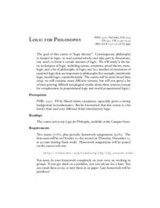 Logic for Philosophy  PHIL 3320, Ted Sider, Fall 2014 GS 142, T/R 11:40–12:55 office hrs R 1:30–2:30 & by appt