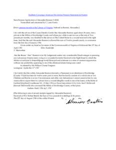 Southern Campaign American Revolution Pension Statements & Rosters State Pension Application of Alexander Buntain VAS34 Transcribed and annotated by C. Leon Harris [From pension records in the Library of Virginia: Indexe