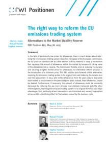 The right way to reform the EU emissions trading system Mark A. Andor Manuel Frondel Stephan Sommer