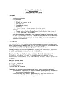 2015 Spirit of Houston Drumline Audition Packet vUpdated March 12, 2015) CONTENTS -