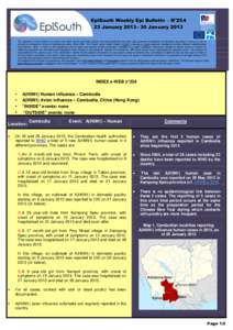 EpiSouth Weekly Epi Bulletin – N°[removed]January 2013– 30 January 2013 Département International & Tropical
