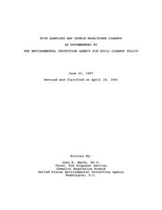 WIPE SAMPLING AND DOUBLE WASH/RINSE CLEANUP   AS RECOMMENDED BY THE ENVIRONMENTAL PROTECTION AGENCY PCB SPILL CLEANUP POLICY