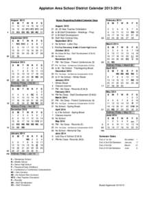 Appleton Area School District Calendar[removed]August 2013 S