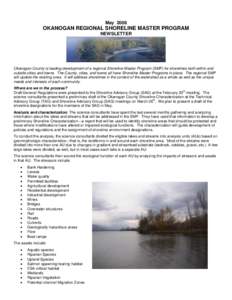 May[removed]OKANOGAN REGIONAL SHORELINE MASTER PROGRAM NEWSLETTER  Okanogan County is leading development of a regional Shoreline Master Program (SMP) for shorelines both within and