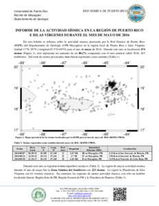 RED SISMICA DE PUERTO RICO  Universidad de Puerto Rico Recinto de Mayagüez Departamento de Geología