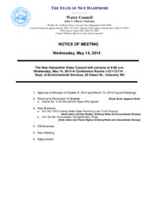 THE STATE OF NEW HAMPSHIRE ____________ Water Council John A. Gilbert, Chairman PO Box 95, 29 Hazen Drive, Concord, New Hampshire[removed]