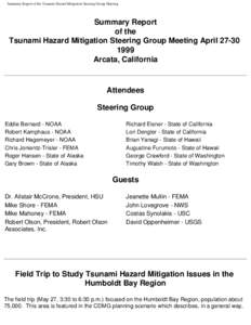 Summary Report of the Tsunami Hazard Mitigation Steering Group Meeting