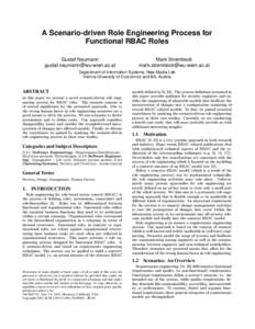 A Scenario-driven Role Engineering Process for Functional RBAC Roles Mark Strembeck [removed]  Gustaf Neumann