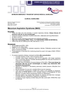 Meconium aspiration syndrome / Meconium / Nitric oxide / Atelectasis / Respiratory distress / Neonatology / Colin Morley / Acute lung injury / Pediatrics / Medicine / Health