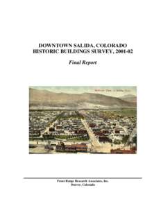 DOWNTOWN SALIDA, COLORADO HISTORIC BUILDINGS SURVEY, [removed]Final Report Front Range Research Associates, Inc. Denver, Colorado