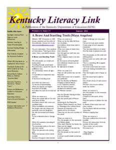 Kentucky Literacy Link A Publication of the Kentucky Department of Education (KDE) Volume 4, Issue 11 Inside this issue: