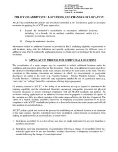 ACCET Document 26 Date Developed: April 1985 Date Revised: December 2012/August 2014 Pages: Page 1 of 9 Pertinent to: All Institutions