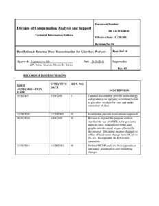 Document Number:  Division of Compensation Analysis and Support Technical Information Bulletin  DCAS-TIB-0010