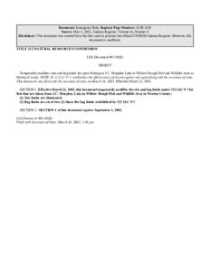 Document: Emergency Rule, Register Page Number: 26 IR 2638 Source: May 1, 2003, Indiana Register, Volume 26, Number 8 Disclaimer: This document was created from the files used to produce the official CD-ROM Indiana Regis
