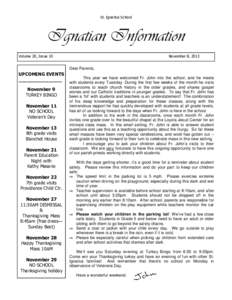 St. Ignatius School  Ignatian Information Volume 20, Issue 10  November 8, 2013