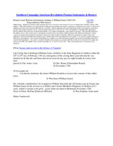 Southern Campaign American Revolution Pension Statements & Rosters Bounty Land Warrant information relating to William Jones VAS1326 Transcribed by Will Graves vsl 1VA[removed]