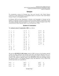 REPORT ON THE CURRENT STATUS OF UNITED NATIONS ROMANIZATION SYSTEMS FOR GEOGRAPHICAL NAMES Compiled by the UNGEGN Working Group on Romanization Systems