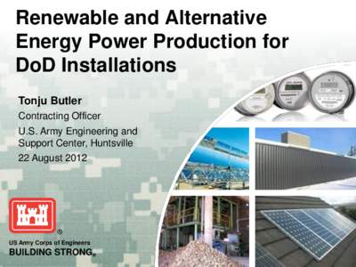 Renewable and Alternative Energy Power Production for DoD Installations Tonju Butler Contracting Officer U.S. Army Engineering and