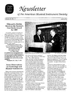 ~ws{etter of the American Musical Instrument Society Volume 26, No. 2 June 1997