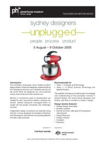 sydney designers unplugged_teachers notes.indd