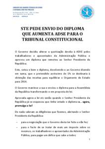 Microsoft Word - STE pede envio do Diploma que Aumenta ADSE para o Tribunal Constitucional.doc