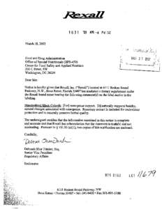 March 18,2003  Food and Drug Administration Office of Special Nutritionals (HFS-450) Center for Food Safety and Applied Nutrition 200 C Street, SW